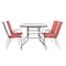 Flash Furniture Brazos 5 Pc Outdoor Patio Dining Set - 55in Tempered Glass Patio Tbl w/Umbrella Hole, 4 Red Chairs TLH-089REC-303CRD4-GG - alternate 4